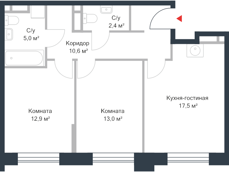 3 ккв (Евро) 61,3 м²