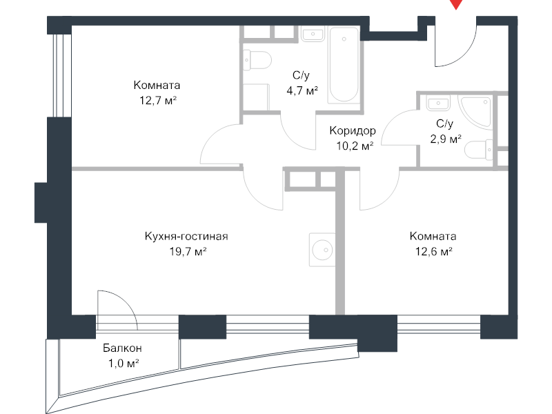 3 ккв (Евро) 65,3 м²
