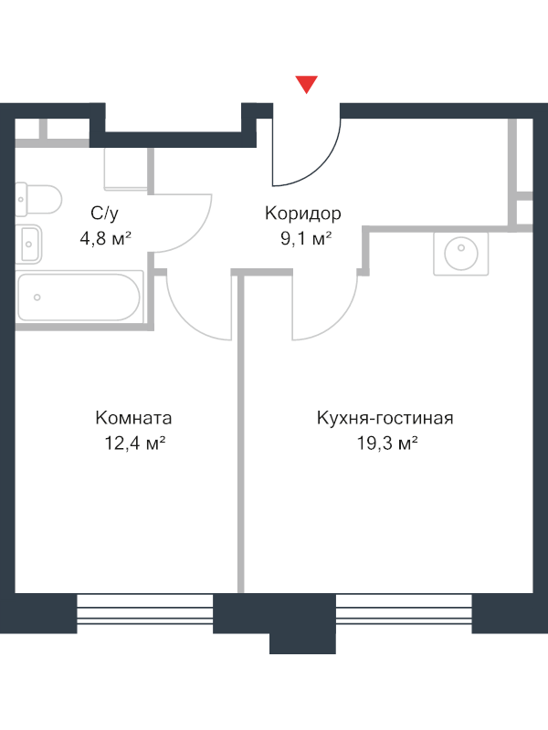 2 ккв (Евро) 45,7 м²