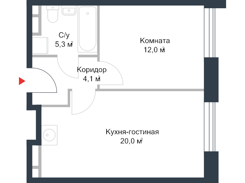 2 ккв (Евро) 41,4 м²