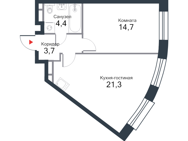 2 ккв (Евро) 45,1 м²