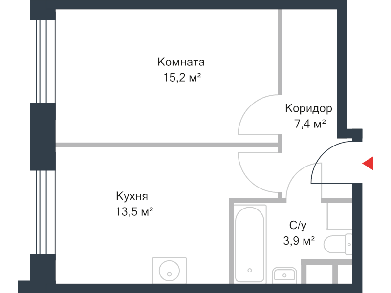 1 ккв 39,6 м²