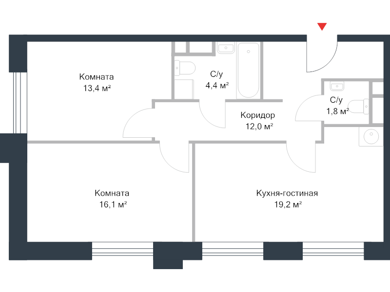 3 ккв (Евро) 66,5 м²