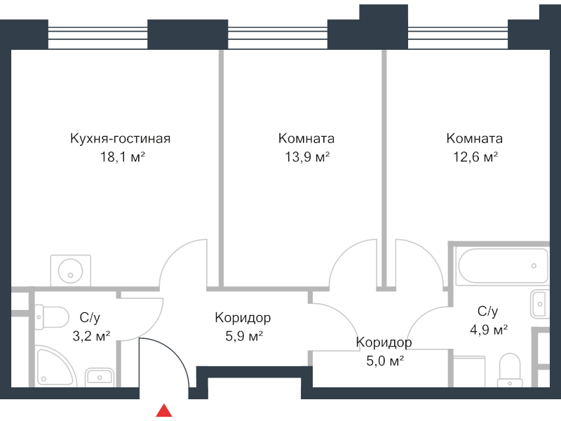 3 ккв (Евро) 63,2 м²
