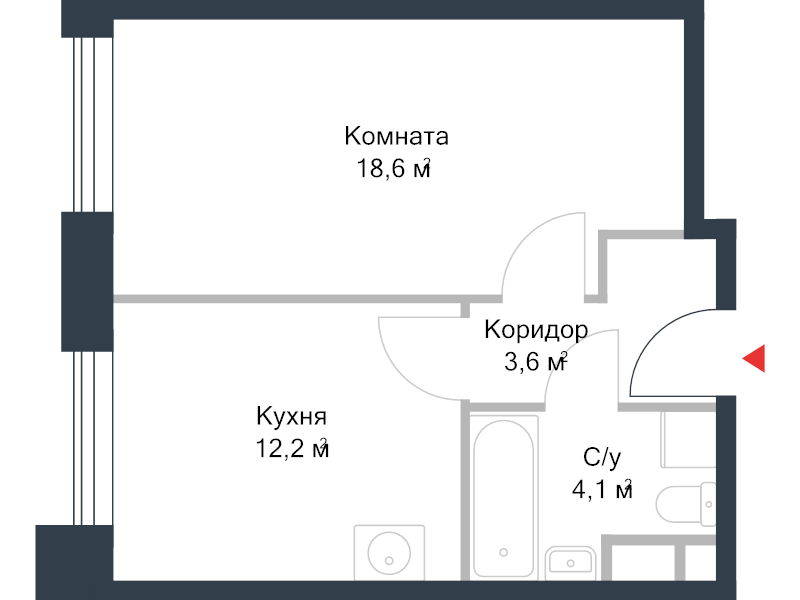1 ккв 38,6 м²