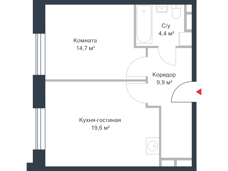 2 ккв (Евро) 47,9 м²