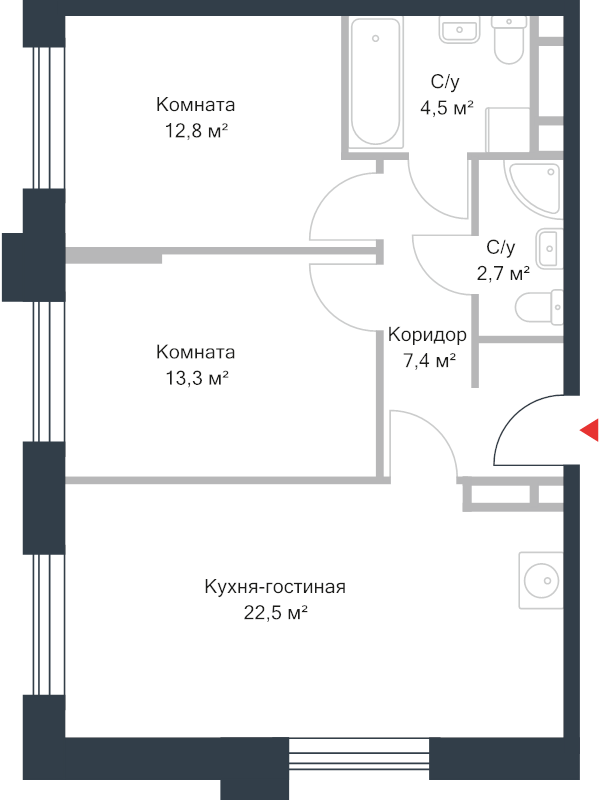 3 ккв (Евро) 63,4 м²
