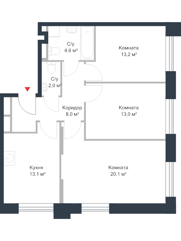 3 ккв 75,1 м²