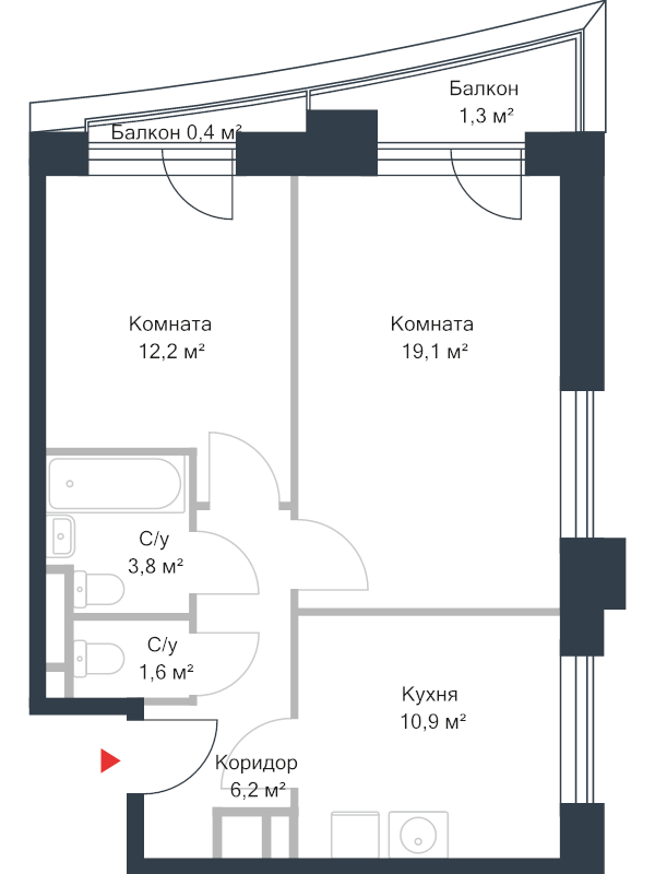 2 ккв 59,8 м²