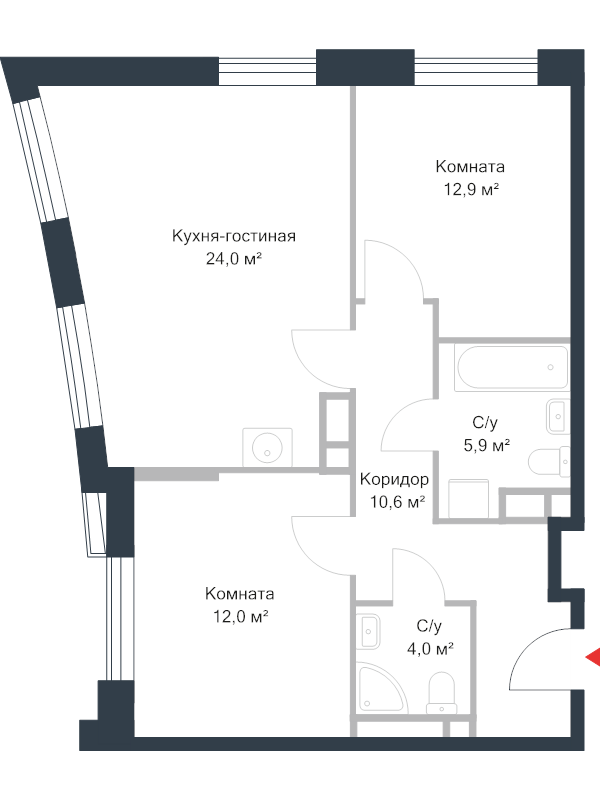 3 ккв (Евро) 69,7 м²