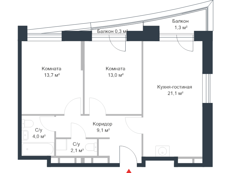 3 ккв (Евро) 63 м²