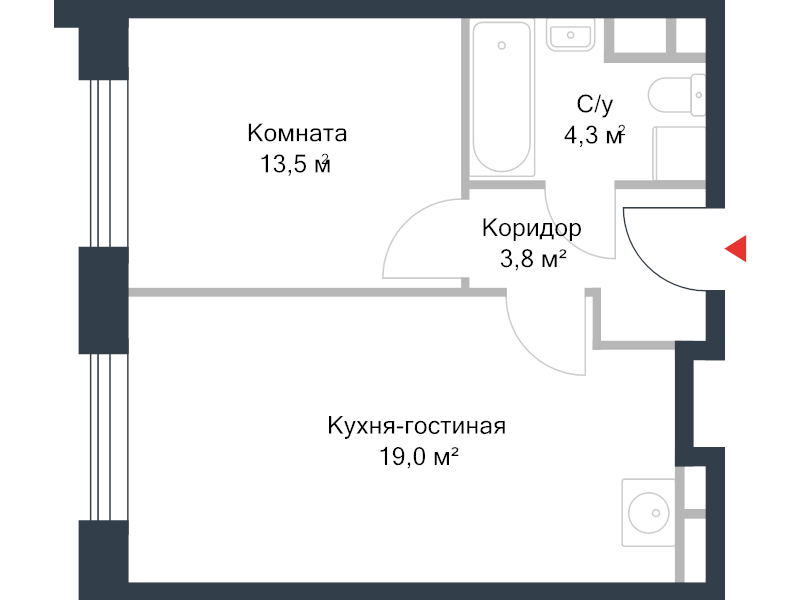 2 ккв (Евро) 40,4 м²