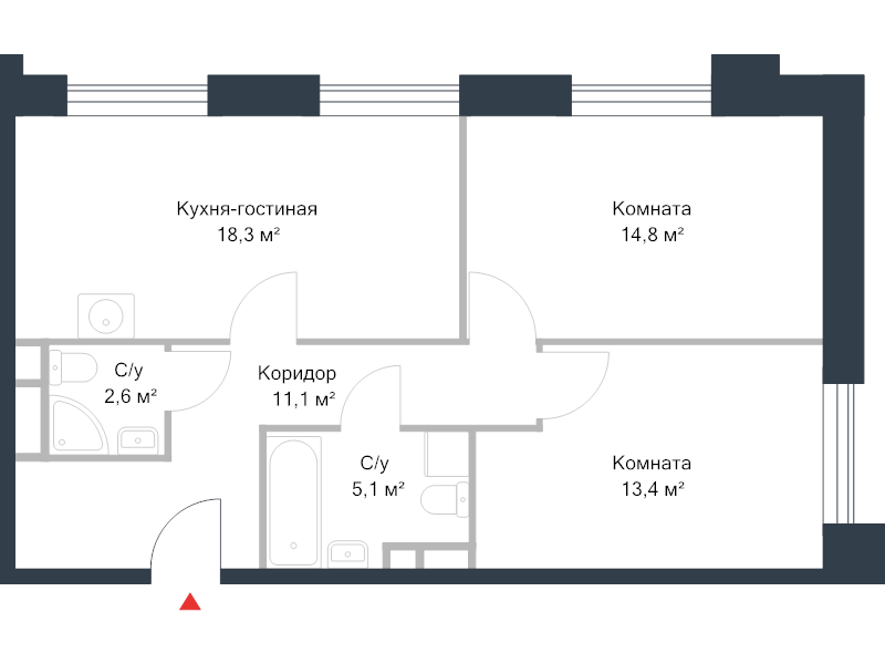 3 ккв (Евро) 65,2 м²