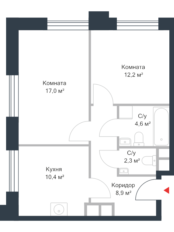 2 ккв 55,6 м²
