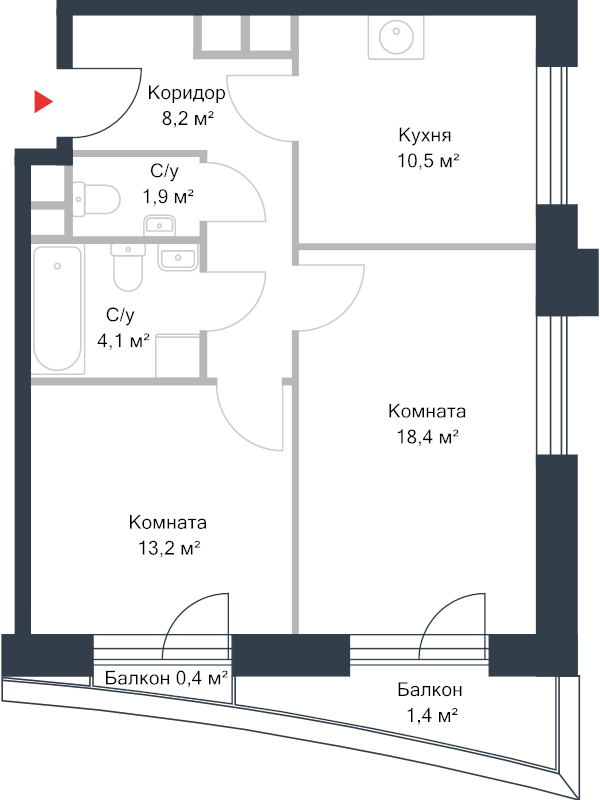 2 ккв 60 м²