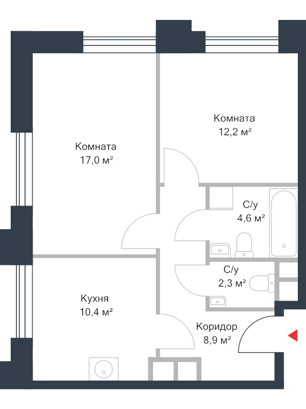 2 ккв 55,2 м²