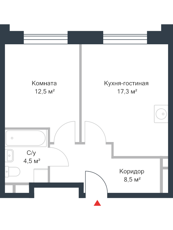 2 ккв (Евро) 42,8 м²