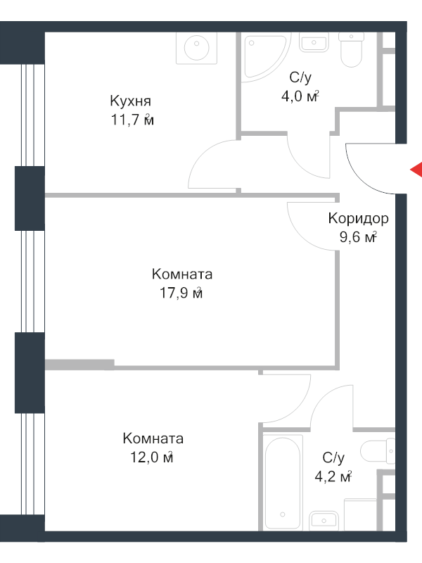2 ккв 59,7 м²