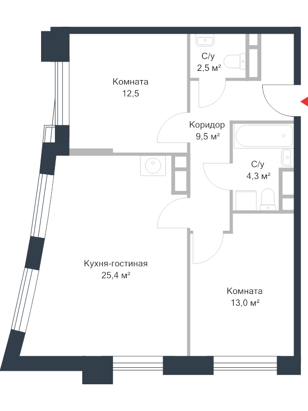 3 ккв (Евро) 67,3 м²