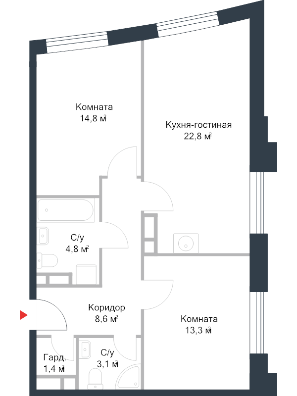 3 ккв (Евро) 68,9 м²