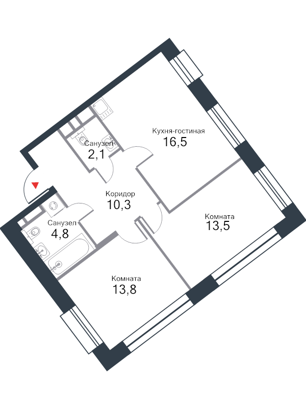 3 ккв (Евро) 64,4 м²