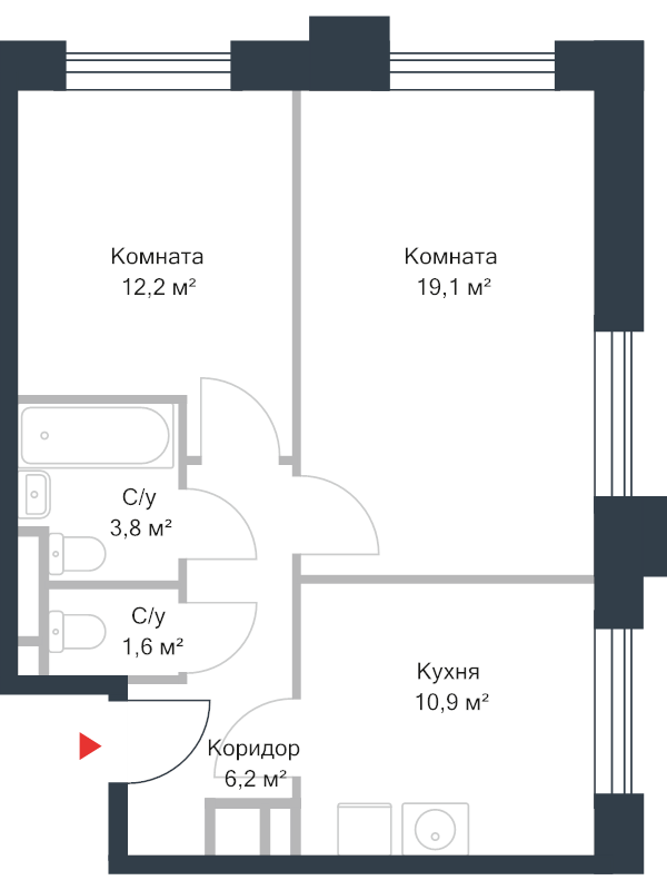 2 ккв 55,7 м²