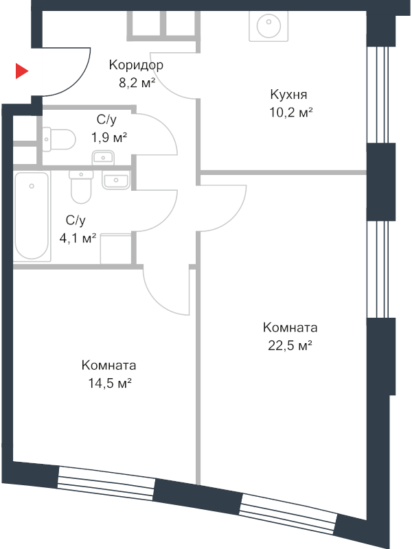2 ккв 61,5 м²