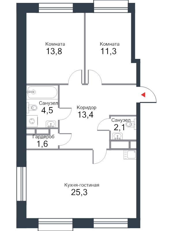 3 ккв (Евро) 73,9 м²