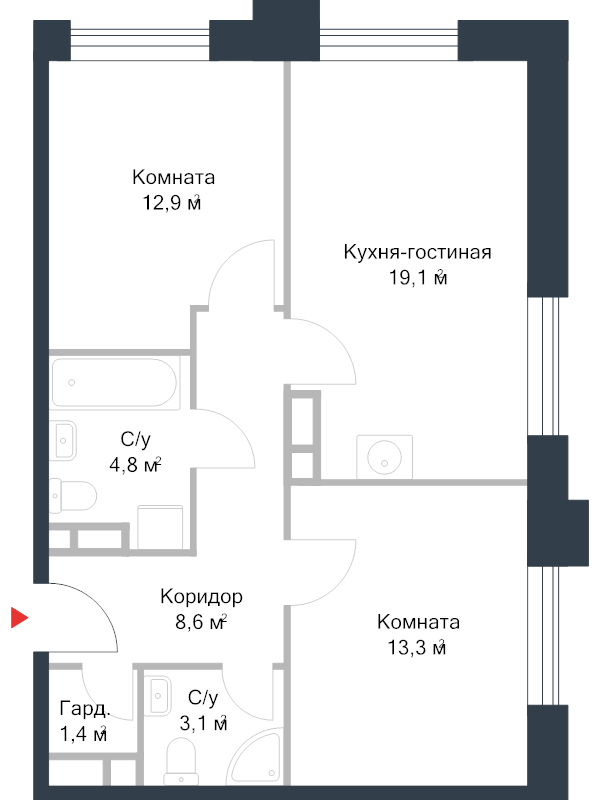 3 ккв (Евро) 63,1 м²