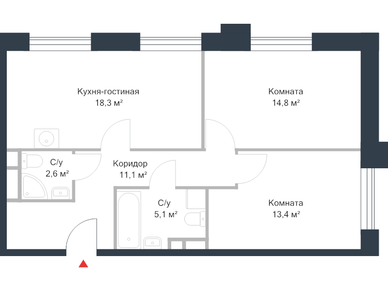 3 ккв (Евро) 65,3 м²