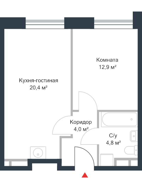 2 ккв (Евро) 42,2 м²