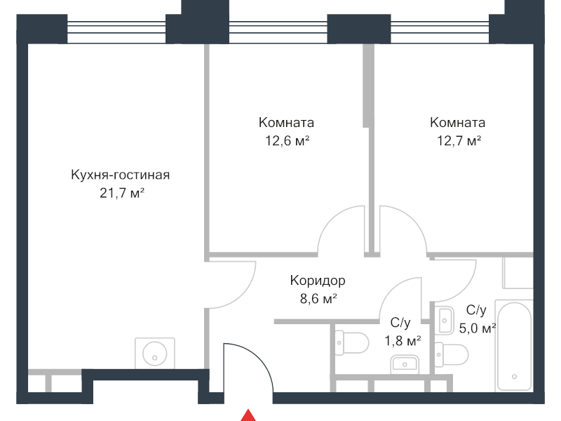 3 ккв (Евро) 62,1 м²