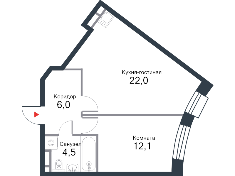 2 ккв (Евро) 45 м²