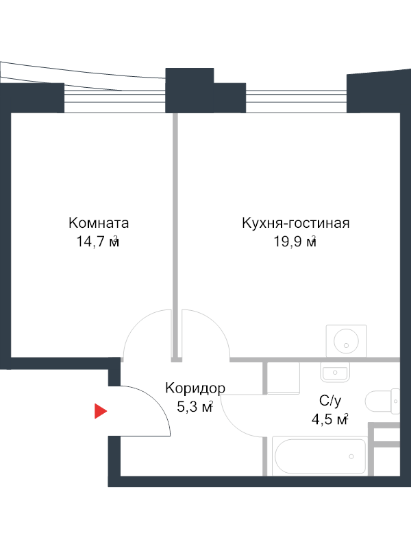 2 ккв (Евро) 44,2 м²