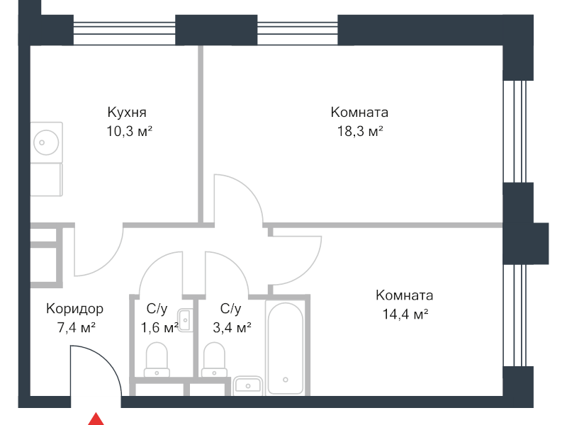 2 ккв 55,6 м²