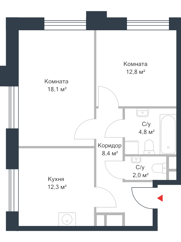 2 ккв 60,9 м²