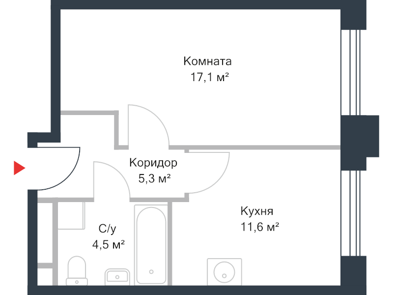 1 ккв 38,5 м²