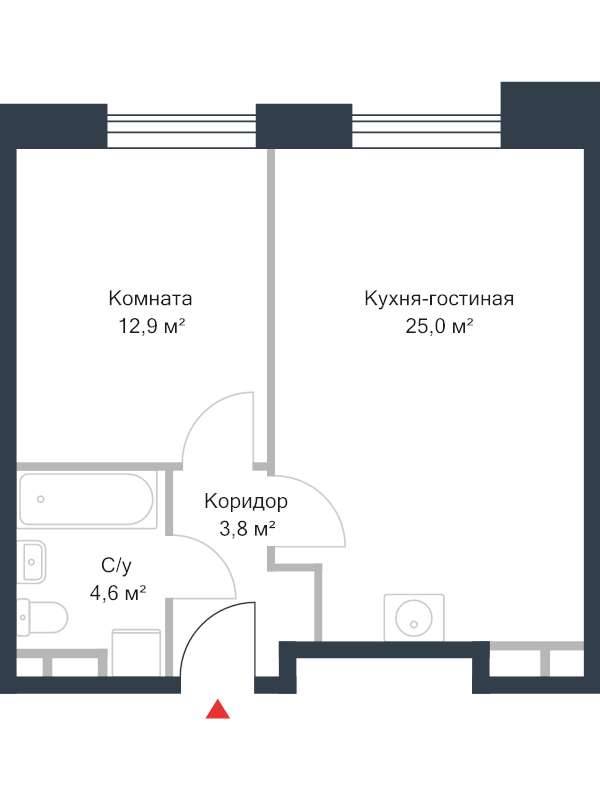 2 ккв (Евро) 45,6 м²