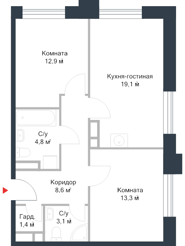 3 ккв (Евро) 63,2 м²