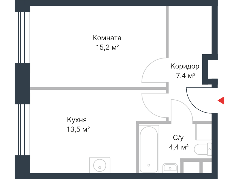 1 ккв 39,7 м²