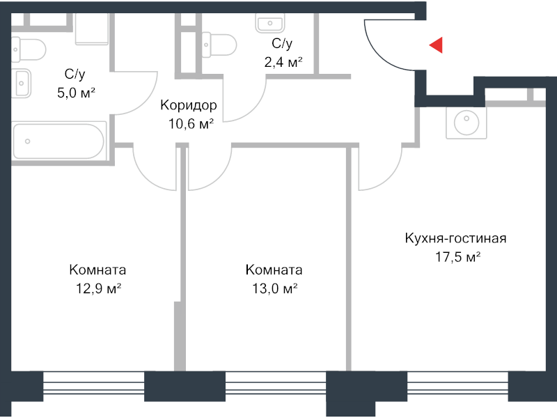 3 ккв (Евро) 61,5 м²