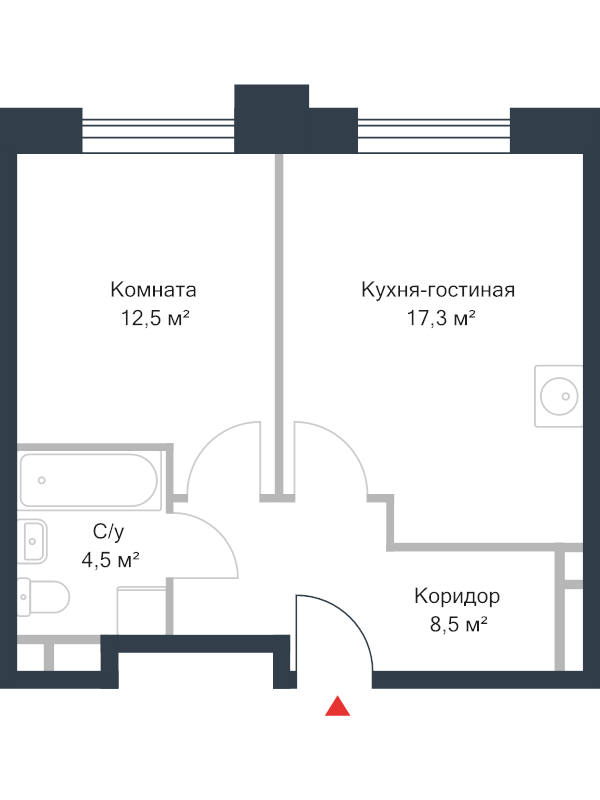 2 ккв (Евро) 42,6 м²