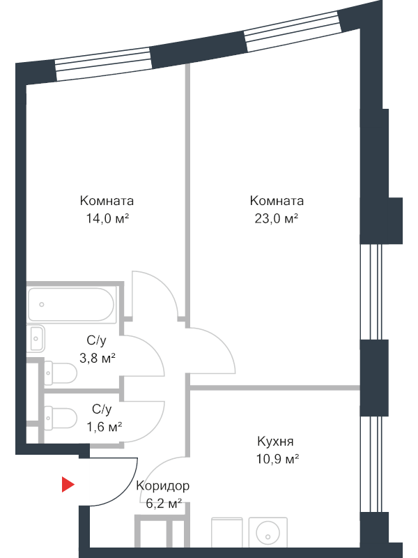 2 ккв 61,5 м²