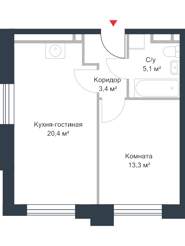 2 ккв (Евро) 42,1 м²