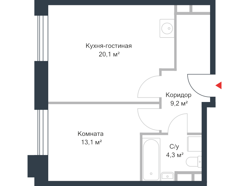 2 ккв (Евро) 46,8 м²