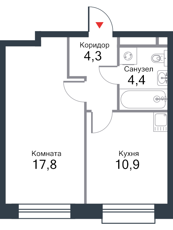1 ккв 38,3 м²