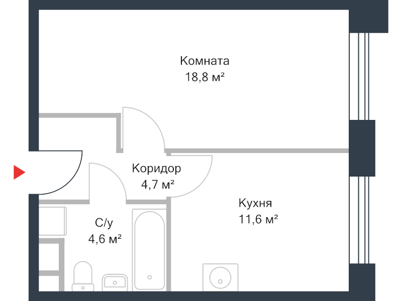 1 ккв 39,8 м²