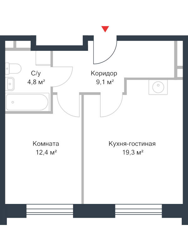 2 ккв (Евро) 45,6 м²