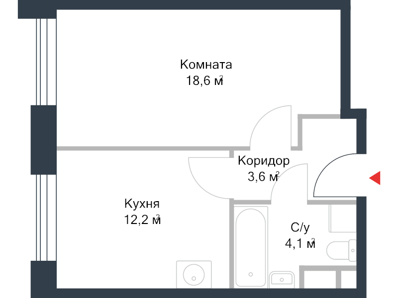 1 ккв 38,5 м²