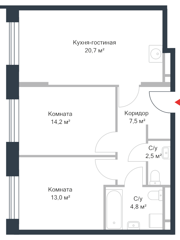 3 ккв (Евро) 62,7 м²